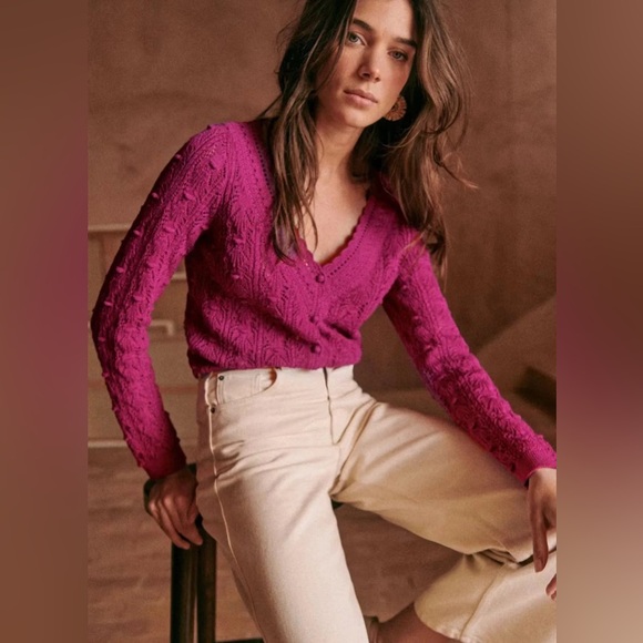 Sezane Sweaters - Sézane Saja Cardigan in Magenta | M